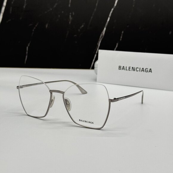 NEW BALENCIAGA BB0142O 001 BUTTERFLY SILVER WOMEN EYEGLASSES BALENCIAGA - Picture 1 of 11
